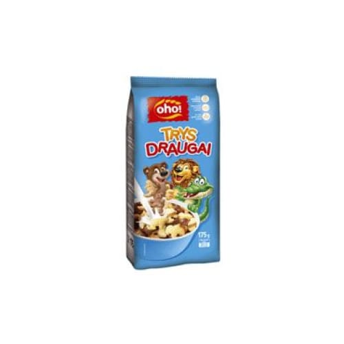 OHO (TRYS DRAUGAI) Sweet Caramel& Cacao Flavors Cereals 6.17 oz. (175 g.) - Oho