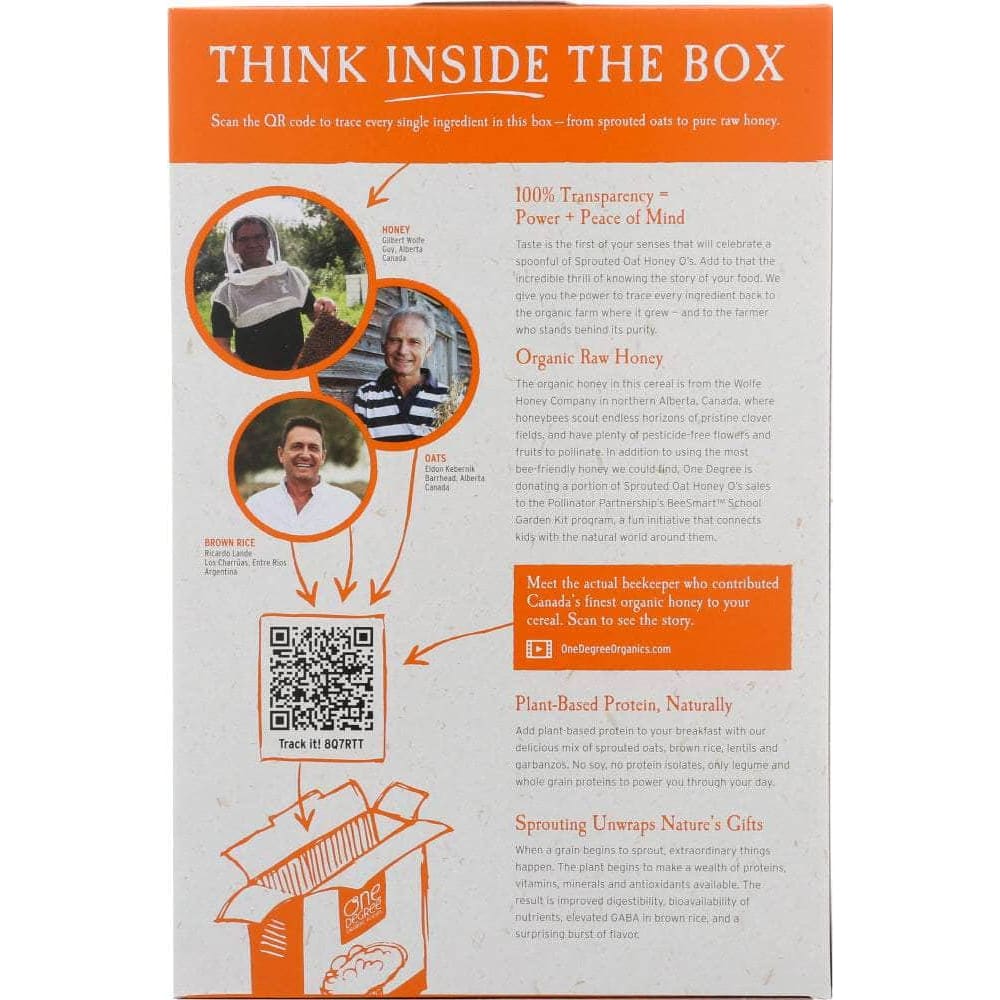 One Degree One Degree Organic Sprouted Oat Honey O's Cereal, 10 oz