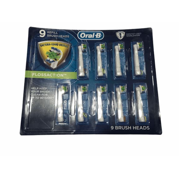 Oral-B Braun Floss Action Replacement Rechargeable Toothbrush Heads Refill (9 Count) - ShelHealth.Com