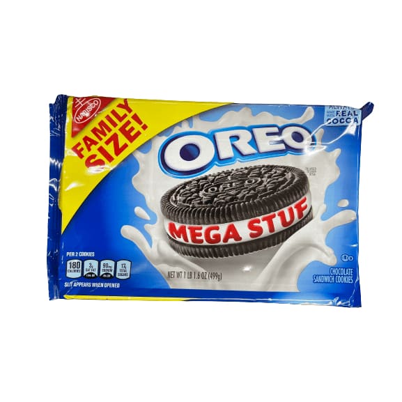Oreo OREO Mega Stuf Chocolate Sandwich Cookies, Family Size, 17.6 oz