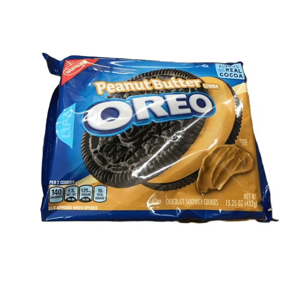 Oreo Peanut Butter Creme Chocolate Sandwich Cookies, 15.25 Ounce - ShelHealth.Com