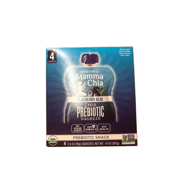 Organic Mamma Chia Blueberry Acai, Prebiotic Snack, 4 x 3.5 oz - ShelHealth.Com