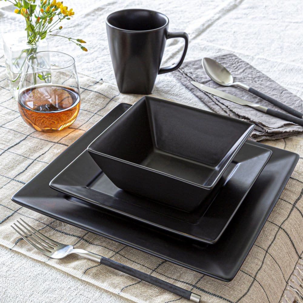 Over and Back 16-Piece Square Porcelain Dinnerware Set - Outdoor Entertaining - Over and Back