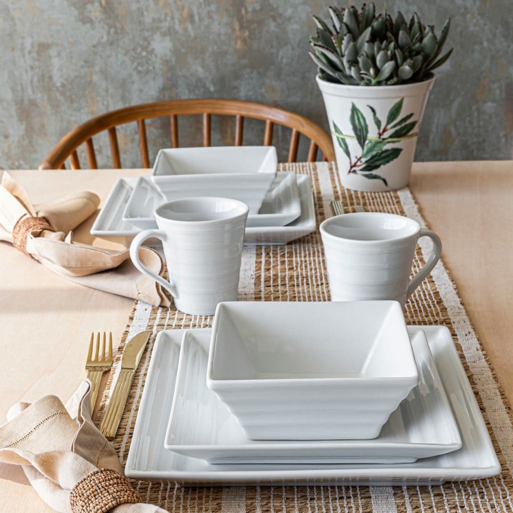 Overandback 32-Piece Ribbed Dinnerware Set - Dinnerware - Overandback