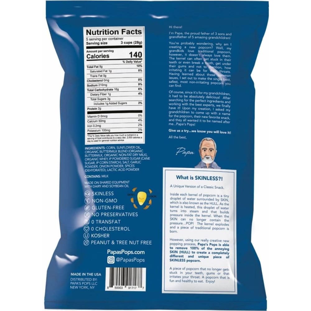 PAPAS POPS Papas Pops Popcorn Creamy Ranch, 5 Oz