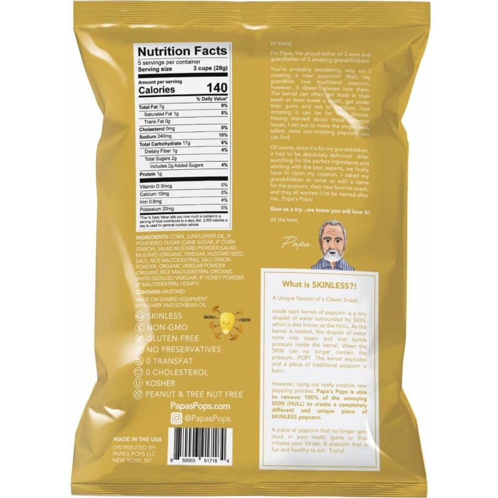 PAPAS POPS Papas Pops Popcorn Honey Mustard Onion, 5 Oz