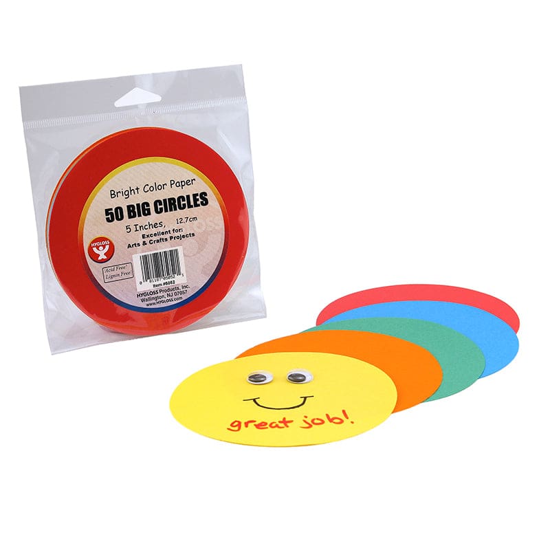 Paper Circles 5In Pack Of 50 (Pack of 10) - Craft Paper - Hygloss Products Inc.