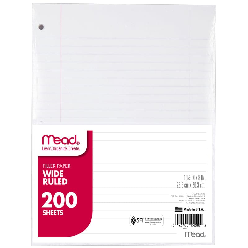 Paper Filler Wm 10 1/2 X 8 200 Ct (Pack of 10) - Loose Leaf Paper - Mead - Acco Brands Usa LLC