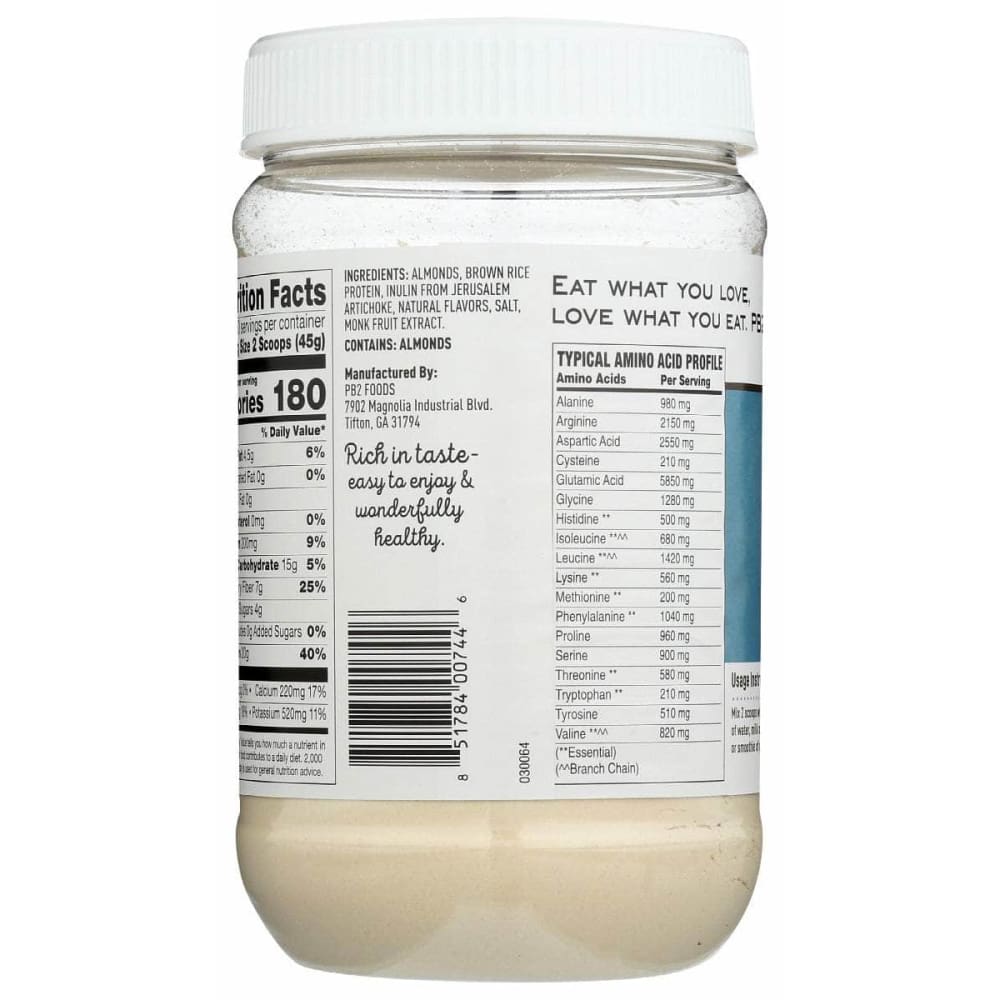PB2 Grocery > Nutritional Bars, Drinks, and Shakes PB2: Almond Protein Madagascar Vanilla Powder, 16 oz