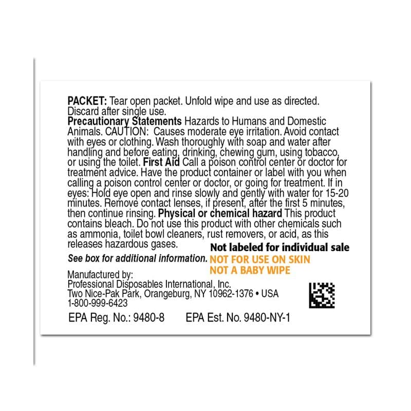 PDI Sani-Cloth Bleach Wipe Large Pdi Box of 40 - HouseKeeping >> Disinfectants - PDI