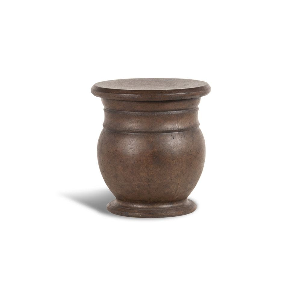 Peak Season Cast Stone Drum Table - Cappuccino - Outdoor Decorative Accents - Peak Seasons