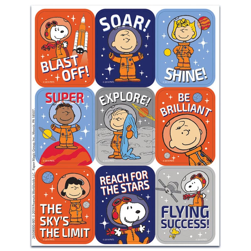 Peanuts Nasa Stickers-Giant (Pack of 12) - Stickers - Eureka