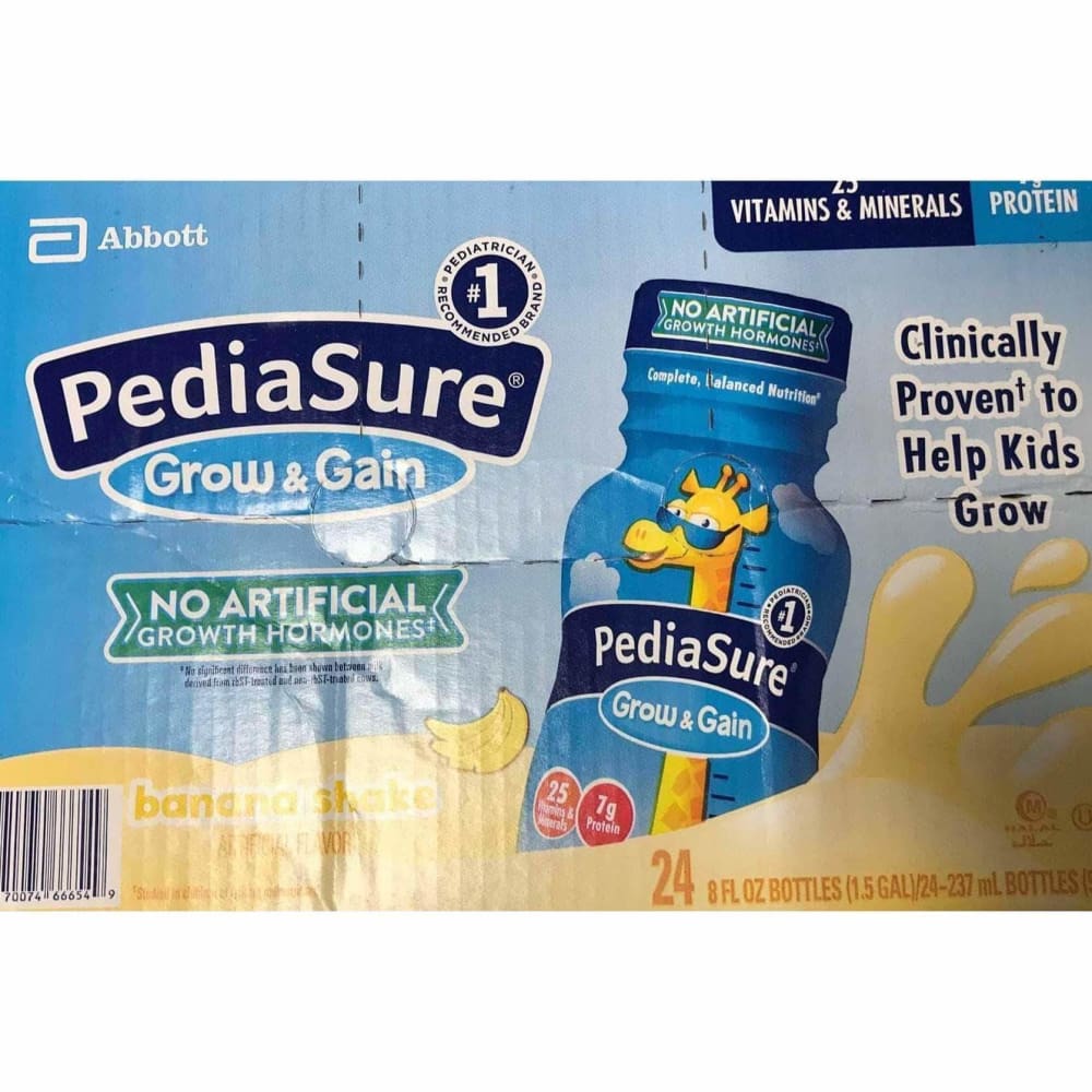 PediaSure Grow & Gain with Fiber, Kids’ Nutritional Shake, Banana Shake, 8 fl oz, 24-Count - ShelHealth.Com