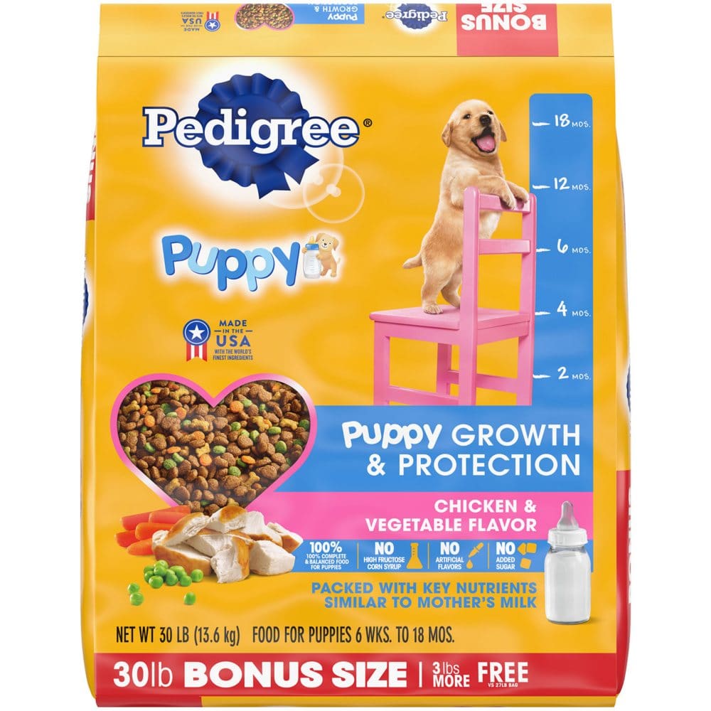 Pedigree Puppy Growth & Protection Dry Dog Food Chicken & Vegetable Flavor (30 lbs.) - Dog Food & Treats - Pedigree Puppy