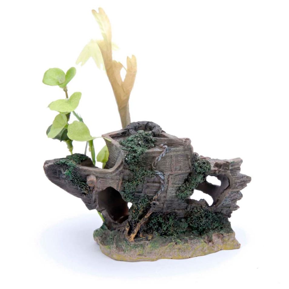 Penn-Plax Shipwreck Bow Aquarium Ornament Brown; Grey 3 in Small - Pet Supplies - Penn-Plax