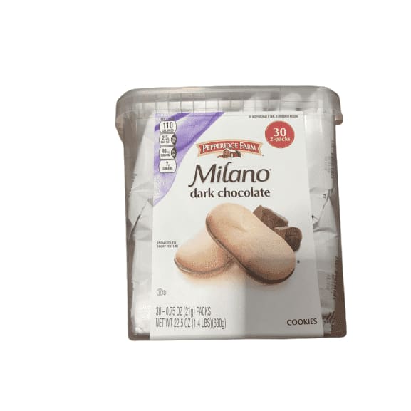 Pepperidge Farm, Milano, Cookies, Dark Chocolate, 22.5 oz, Multi-pack, Tub, 2-packs, 30-count - ShelHealth.Com