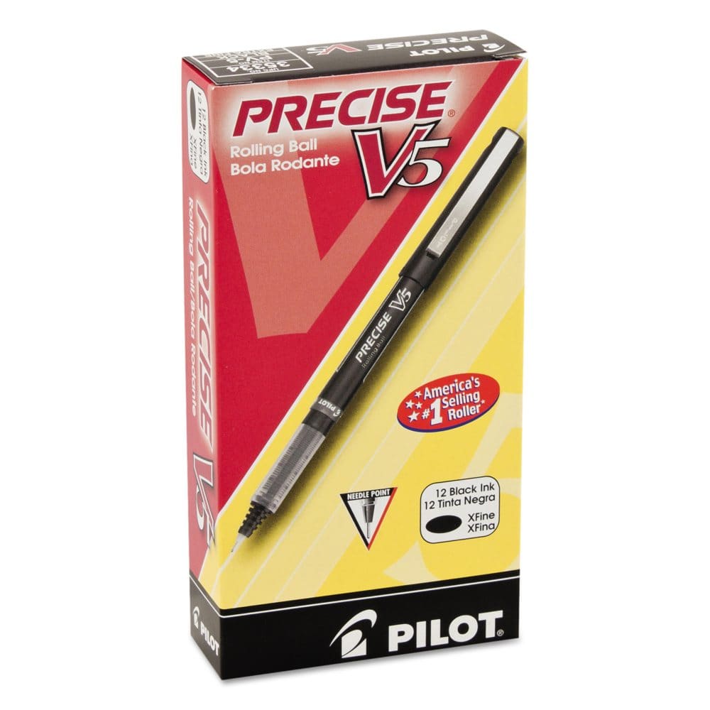 Pilot - Precise V5 Roller Ball Stick Pen Needle Pt Black Ink 0.5mm Extra Fine - Dozen - Pens Pencils & Markers - Pilot