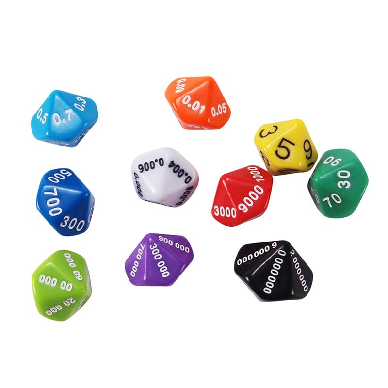 Place Value And Decimal Dice 10 Set (Pack of 8) - Place Value - Learning Advantage