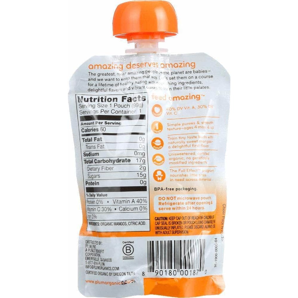 Plum Organics Plum Organics Baby Puree Just Fruit Mango, 3.5 oz