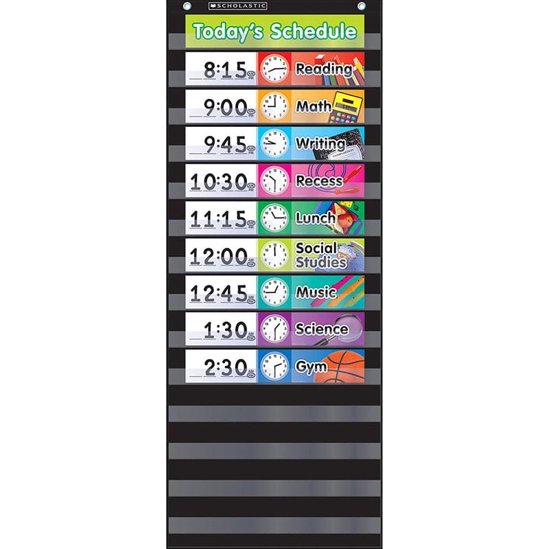 Pocket Chart Daily Schedule Black (Pack of 2) - Pocket Charts - Scholastic Teaching Resources