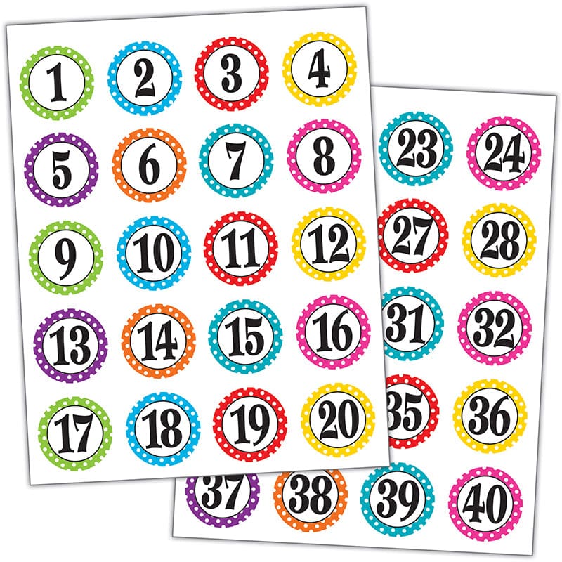 Polka Dots Numbers Stickers (Pack of 12) - Stickers - Teacher Created Resources