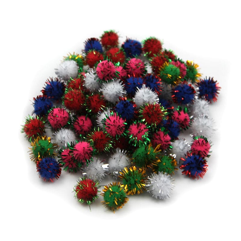 Pom Poms.5In Glitter Asst 80Ct (Pack of 12) - Craft Puffs - Charles Leonard