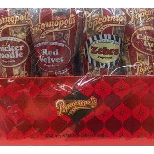 Popcornopolis 7 Large Cones Variety Popcorn Gift Basket, 55.5 Ounce - ShelHealth.Com