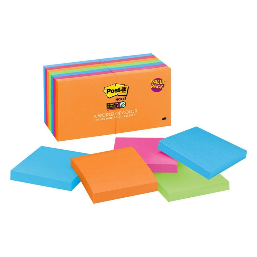 Post-it Notes Super Sticky 3 x 3 Energy Boost Collection 14 Pads 1,260 Total Sheets - First Day of School Essentials - Post-it