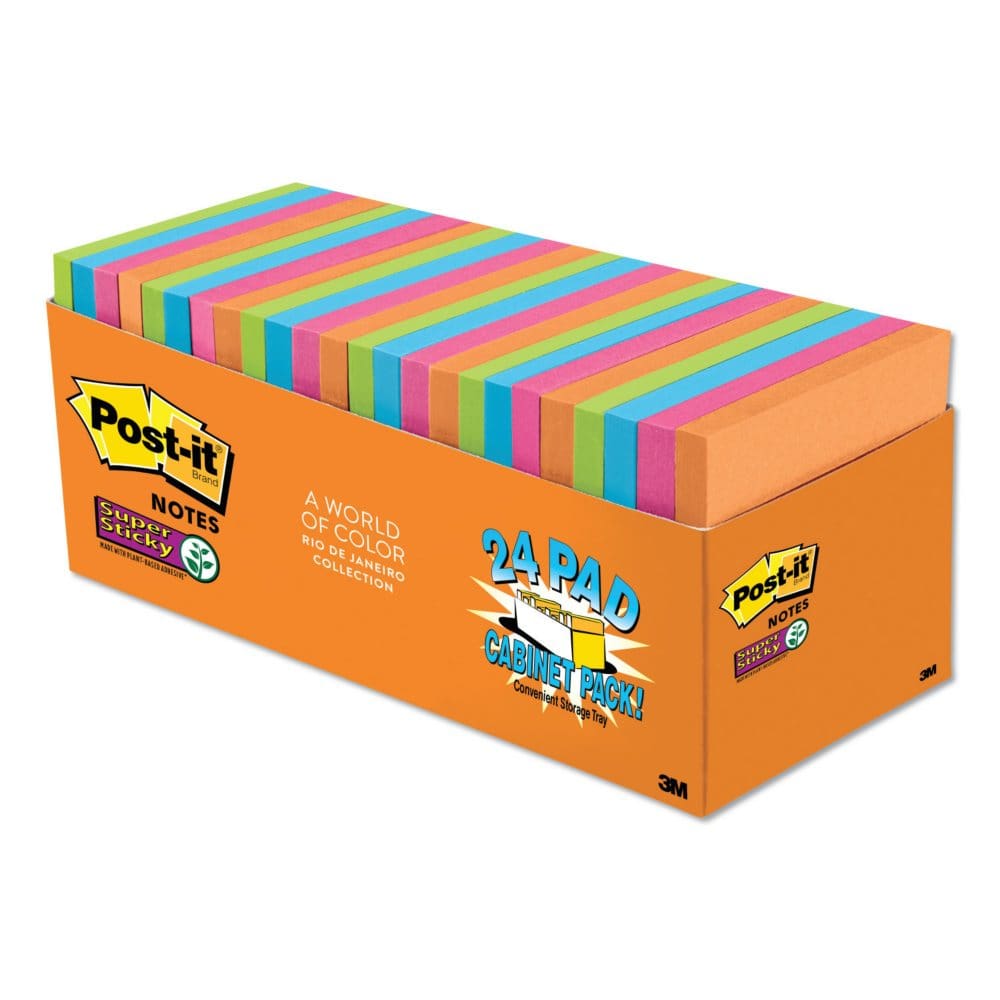 Post-it Notes Super Sticky Pads in Rio de Janeiro Colors 3 x 3 70-Sheet Pads 24/Pack - Self-Stick Notes & Flags - Post-it