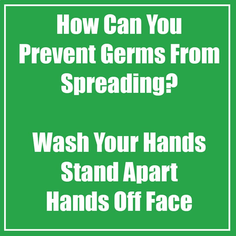 Prevent Germ Spreadng Green Low Tac Wall Stickers 5Pk - First Aid/Safety - Flipside