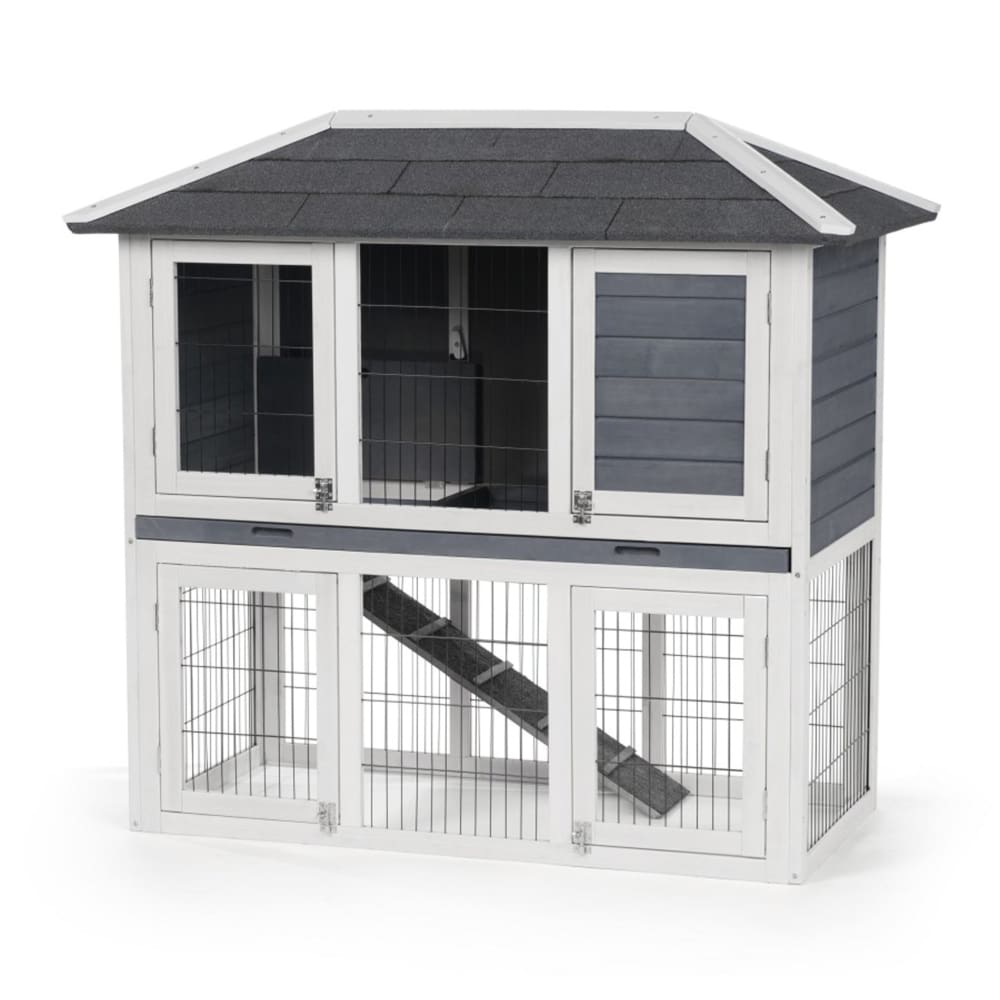 Prevue Pet Products Rabbit Hutch Duplex Grey 1ea - Pet Supplies - Prevue Pet
