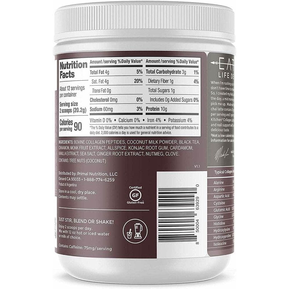 Primal Kitchen Primal Kitchen Chai Tea Collagen Keto Latte Drink Mix, 8.55 oz