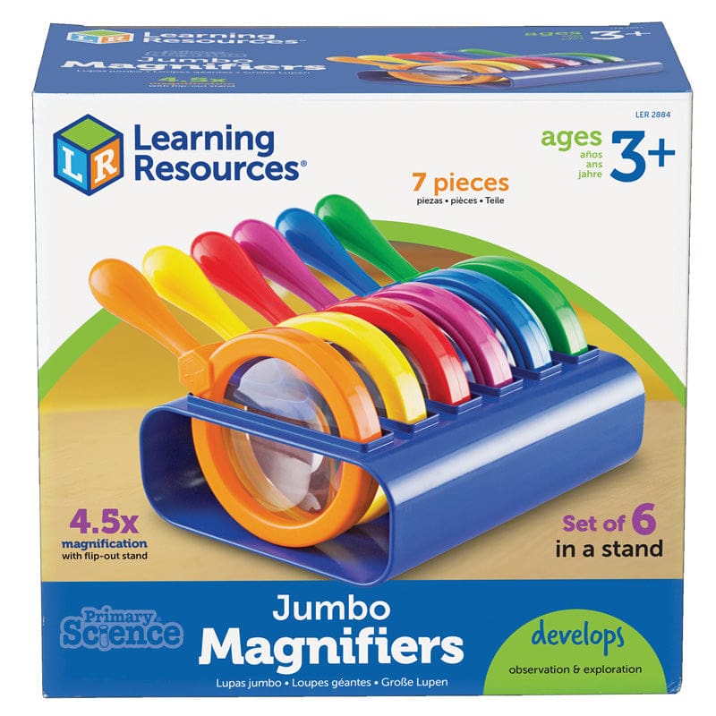 Primary Science Jumbo Magnifiers Set Of 6 In A Stand - Lab Equipment - Learning Resources