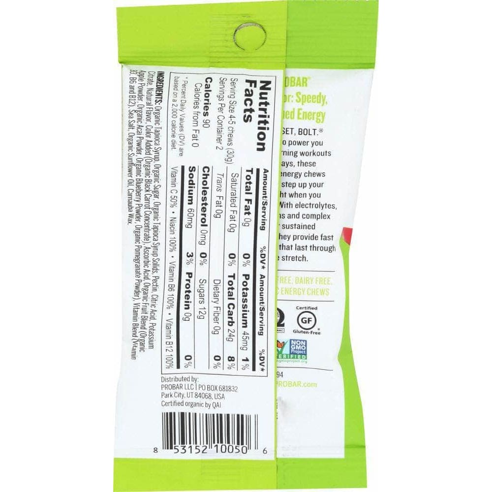 Probar Probar Bolt Organic Energy Chew Strawberry, 2.1 oz