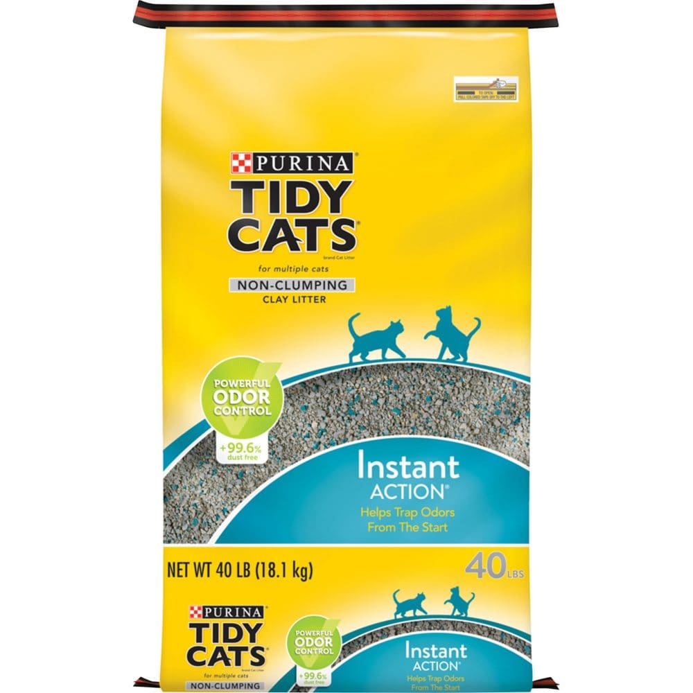 Purina Tidy Cats Non-Clumping Clay Cat Litter Instant Action for Multiple Cats (40 lbs.) - Cat Litter - Purina Tidy