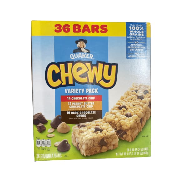 Quaker Chewy Granola Bars, 3 Flavor Variety Pack, 36 Pack, 30.4 oz ...