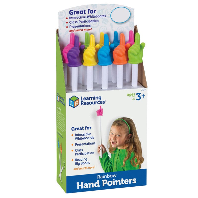Rainbow Hand Pointers 10/Set Pop Display - Pointers - Learning Resources