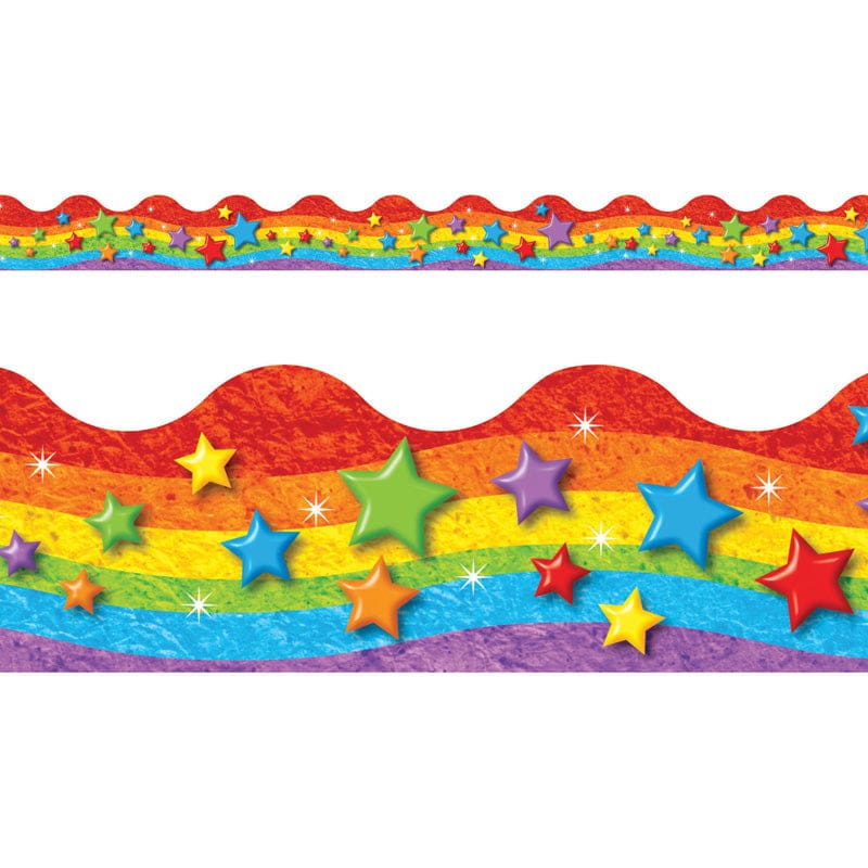 Rainbow & Stars Trimmers Scalloped Edge 12/Pk 2.25 X 39 Total (Pack of 10) - Border/Trimmer - Trend Enterprises Inc.