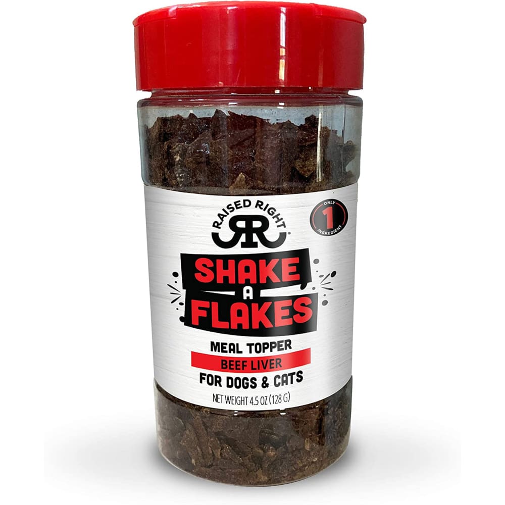 Raised Right Dog Cat Shake A Flakes Beef 4.5oz. - Pet Supplies - Raised
