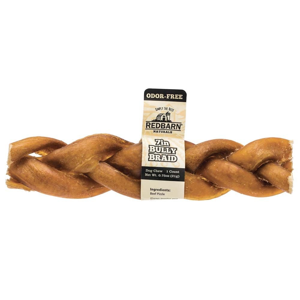 Redbarn Pet Products Odor Free Braided Bully Stick Dog Chew 7 in 20 Count - Pet Supplies - Redbarn