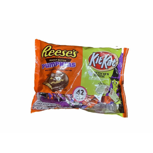 REESE'S and KIT KAT® REESE'S and KIT KAT®, Milk Chocolate and Creme Assortment Snack Size Candy, Halloween, 23.11 oz, Variety Bag (42 Pieces)