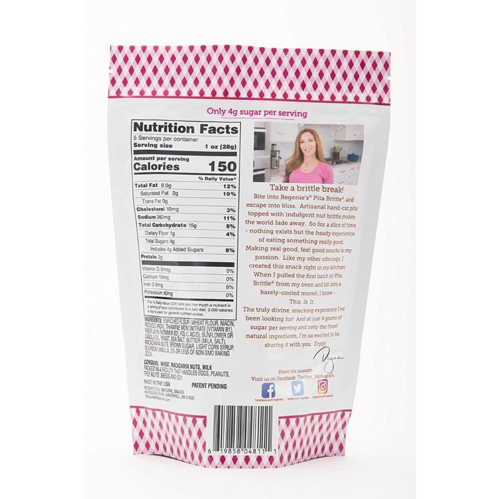 REGENIES Regenies Pita Brittle Bourbon Vanilla Macadamia, 7.25 Oz