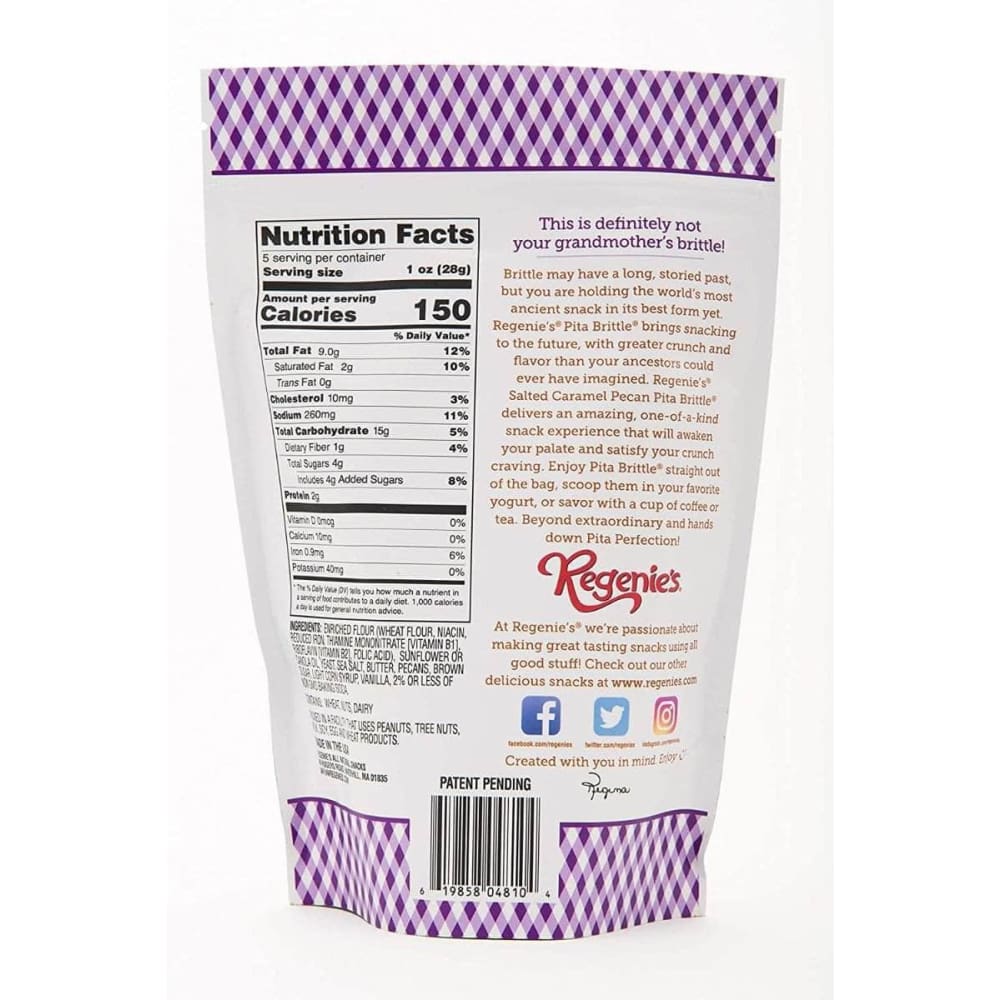 REGENIES Regenies Pita Brittle Salted Caramel Pecan, 4.8 Oz