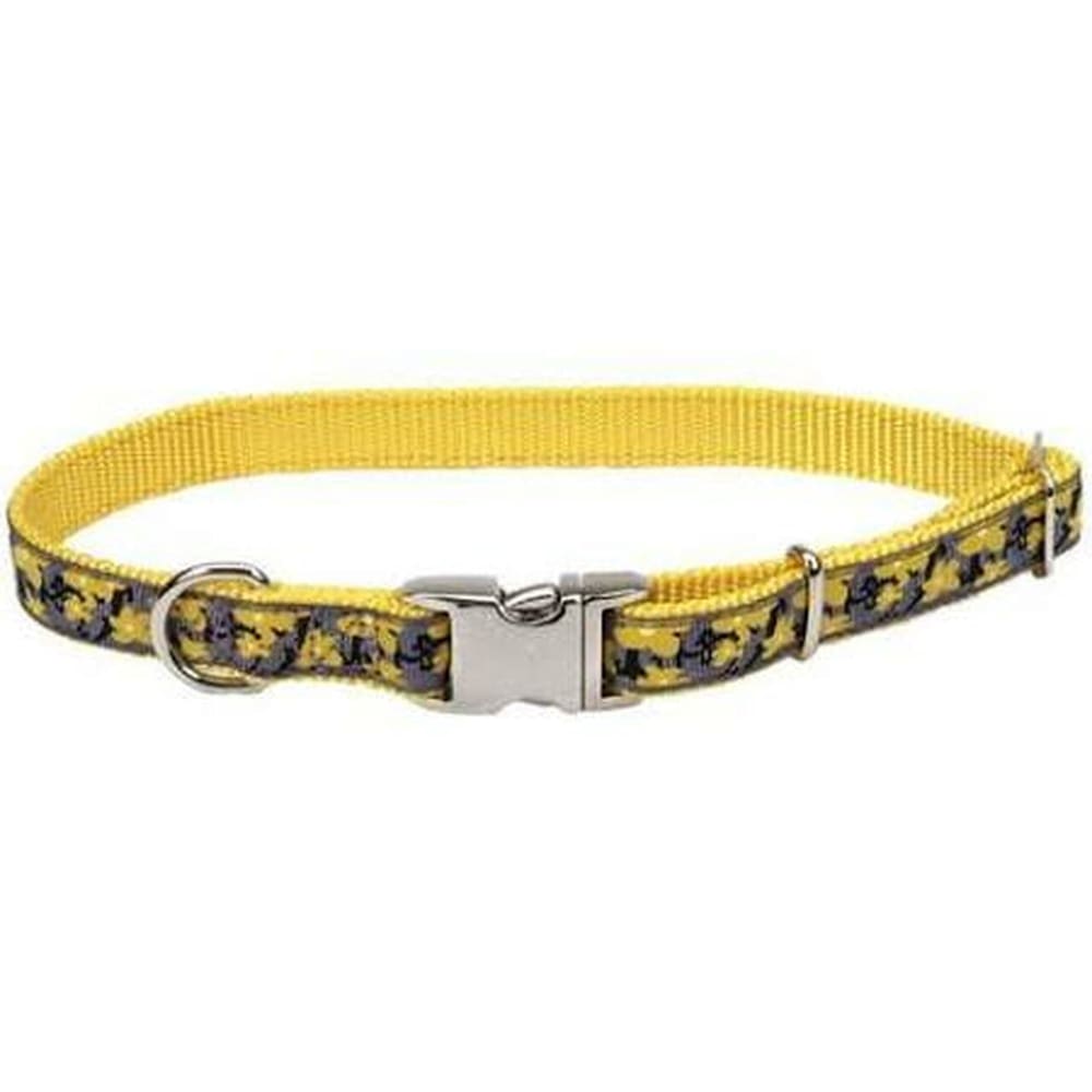 Ribbon Adjustable Nylon Dog Collar with Metal Buckle Yellow 5-8 in x 8-12 in - Pet Supplies - Ribbon
