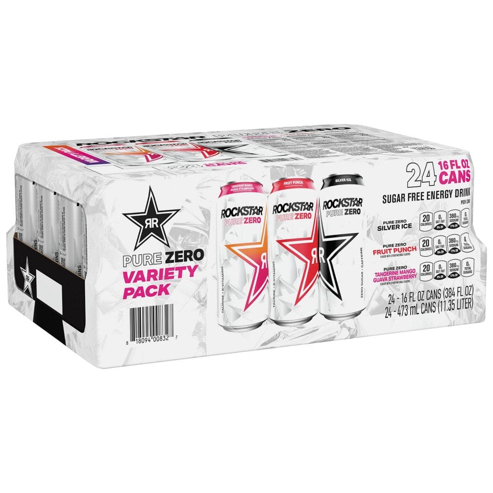 Rockstar Pure Zero Sugar Free Energy Drink Variety (16 fl. oz. 24 pk.) - Energy Drinks - Rockstar