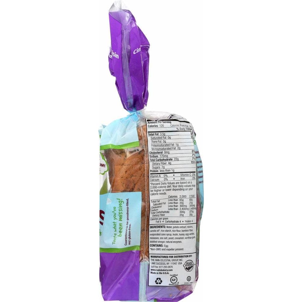 Rudis Rudis Gluten-Free Bakery Cinnamon Raisin Sandwich Bread, 18 oz