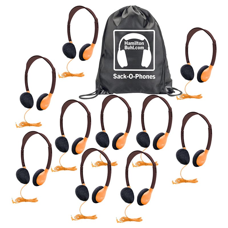 Sackophones 10/Pk Orange with Bag - Headphones - Hamilton Electronics Vcom