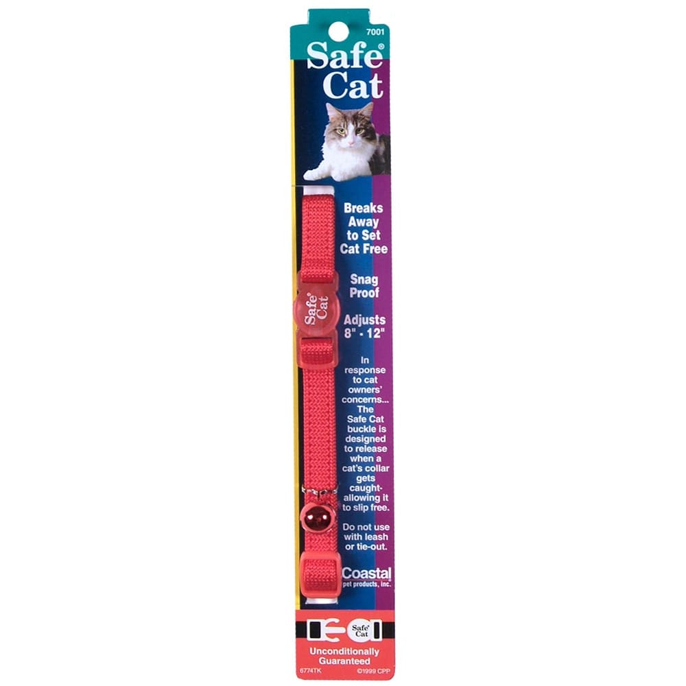 Safe Cat Adjustable Snag-Proof Nylon Breakaway Collar Red 3/8 in x 8-12 in - Pet Supplies - Safe