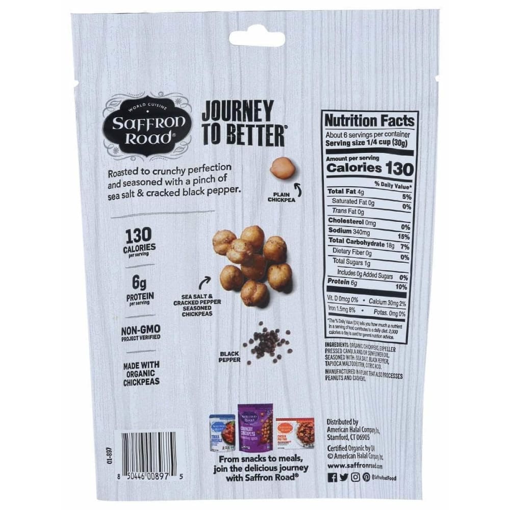 SAFFRON ROAD Saffron Road Sea Salt And Cracked Pepper Crunchy Chickpeas, 6 Oz