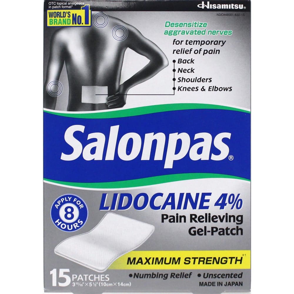 Salonpas Lidocaine Gel-Patch (15 ct.) - HSA & FSA - Medicine Cabinet - Salonpas